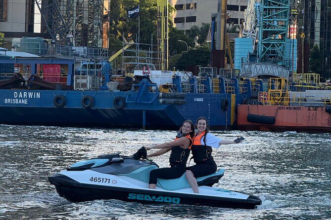 2 Hour Brisbane River Jetski Adventure - South Bank from water level: parkland energy and the Streets Beach detail
