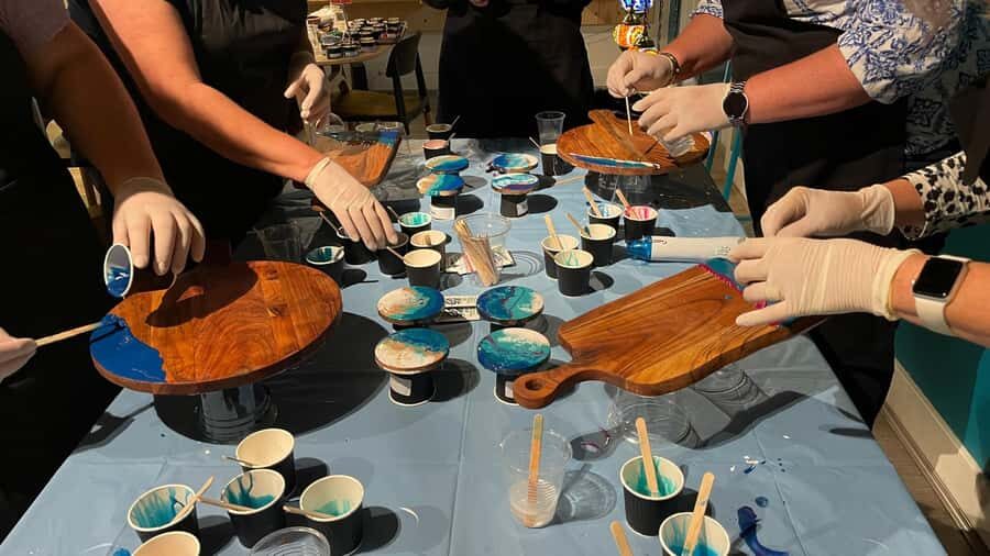 Brisbane: Resin Art Classes - Cheeseboards & Coasters - All-inclusive materials: no last-minute shopping stress