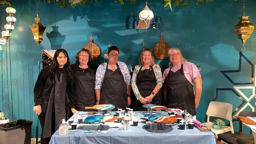 Brisbane: Resin Art Classes - Cheeseboards & Coasters - The classroom vibe: welcoming and built for making friends