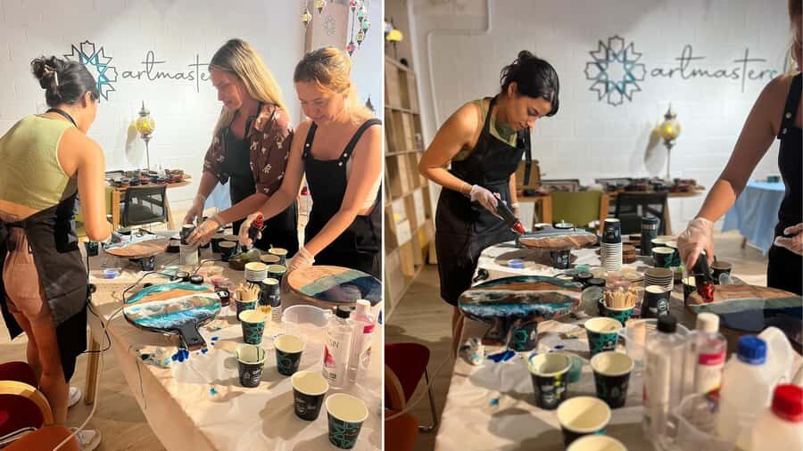 Brisbane: Resin Art Classes - Cheeseboards & Coasters - What you’ll make: cheeseboards, coasters, and your own design